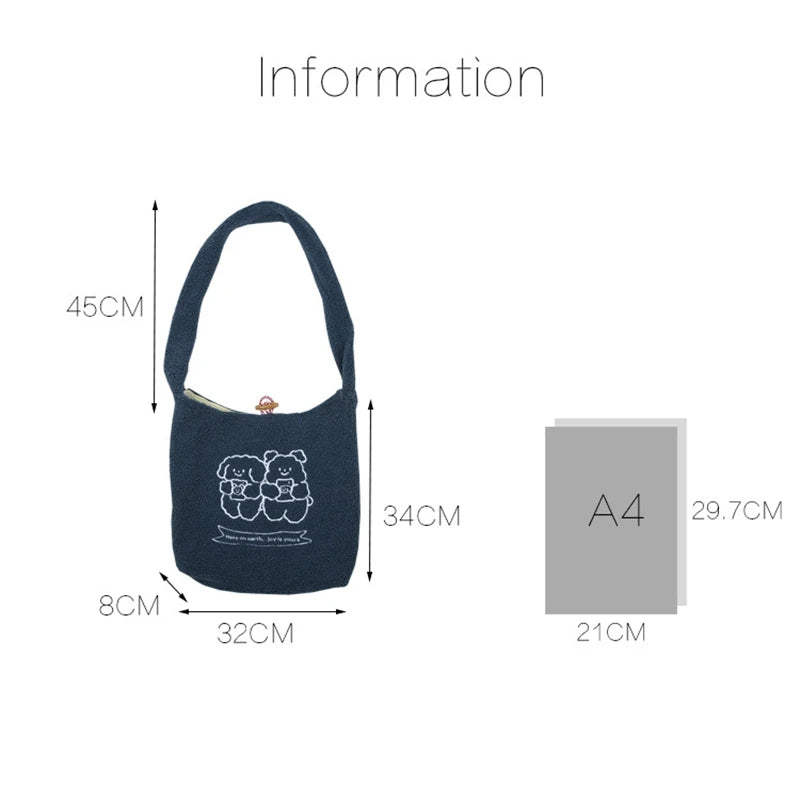 Winter Plush Shoulder Bag Large Capacity Handbag