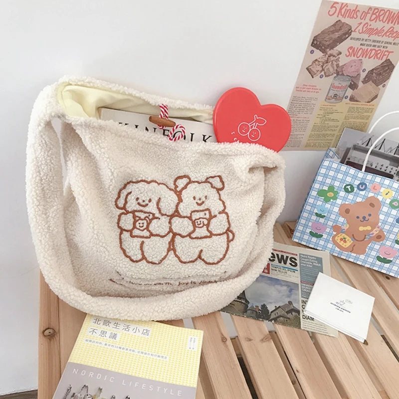 Winter Plush Shoulder Bag Large Capacity Handbag