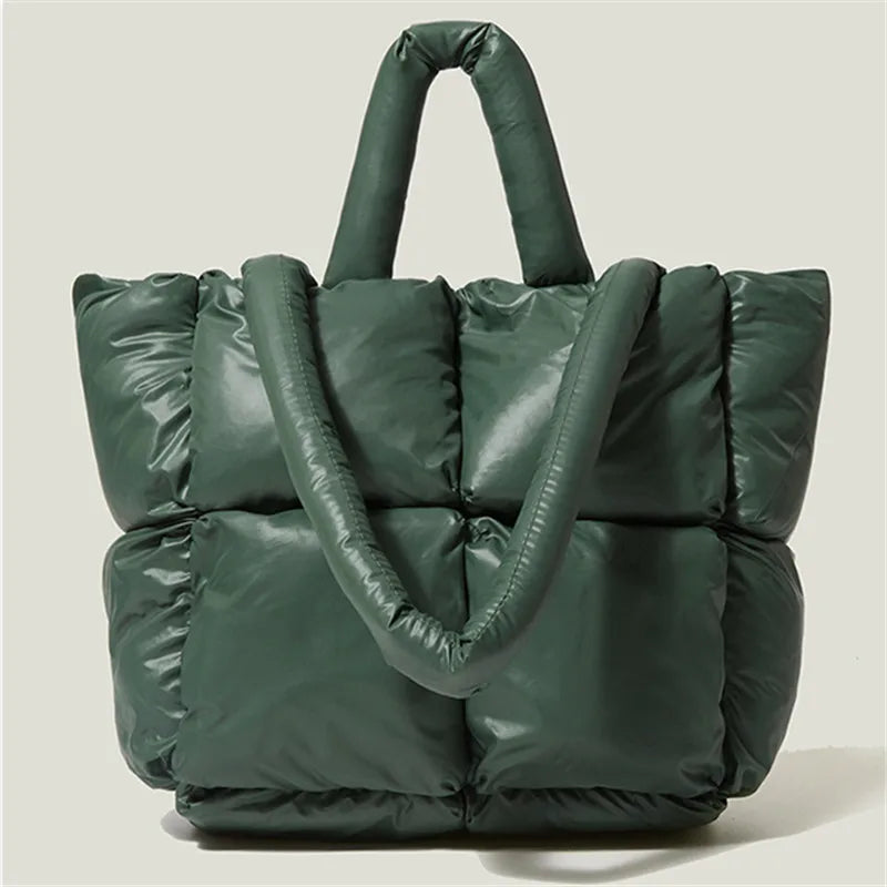 Winter Women Big Tote Quilted Handbag Female Large Capacity Cotton Down Bag