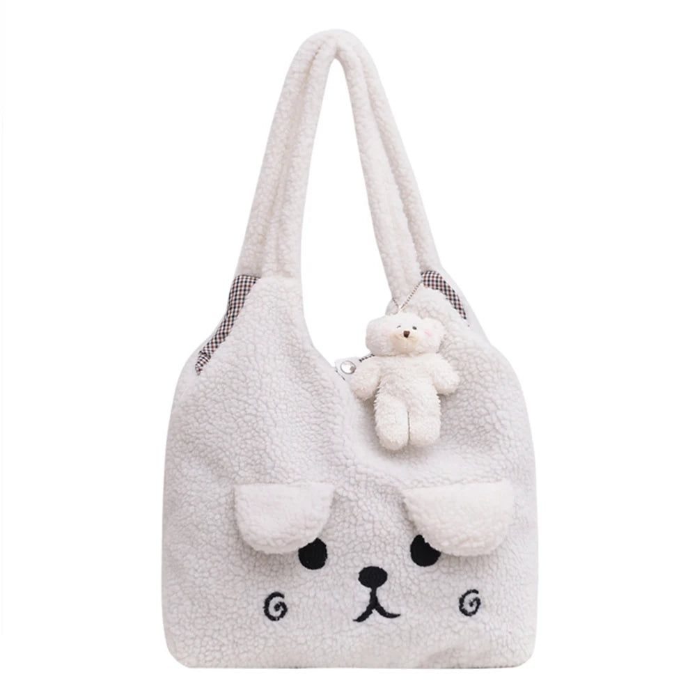 Winter Women Shopping Bag Soft Japanese Style Shoulder Bags Plush Large Capacity