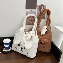 Winter Women Shopping Bag Soft Japanese Style Shoulder Bags Plush Large Capacity
