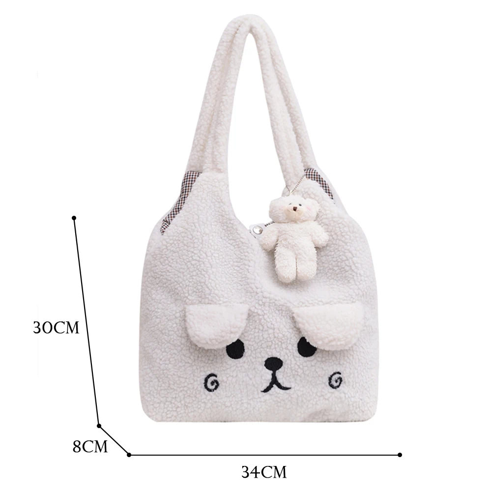 Winter Women Shopping Bag Soft Japanese Style Shoulder Bags Plush Large Capacity