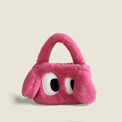 Winter Women Small Plush Tote Warm Cloth Wrist Bags Soft Handbag