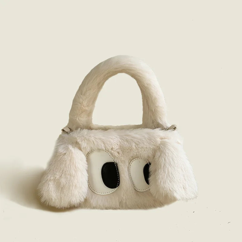 Winter Women Small Plush Tote Warm Cloth Wrist Bags Soft Handbag