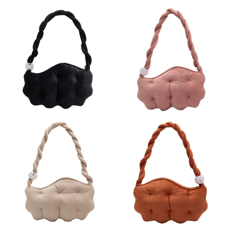Women's Padded Shoulder Bag with Acrylic Beads Strap