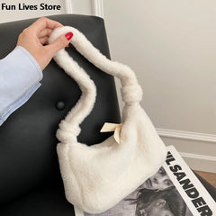 Women's Faux Fur Tote Handbag Plush Bag