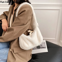 Women's Faux Fur Tote Handbag Plush Bag