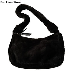 Women's Faux Fur Tote Handbag Plush Bag