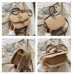 Winter Women's Shoulder Bag Weave Strap Saddle Armpit Bag