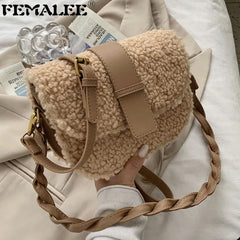 Winter Women's Shoulder Bag Weave Strap Saddle Armpit Bag