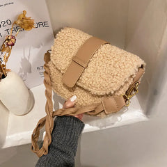 Winter Women's Shoulder Bag Weave Strap Saddle Armpit Bag