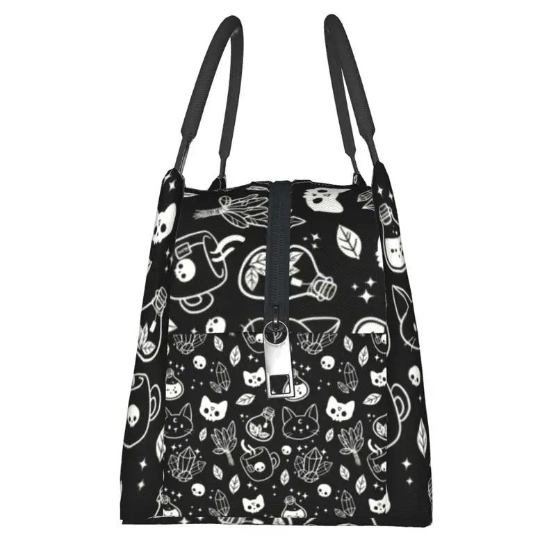 Thermal Lunch Bag Halloween Cat Skull Insulated Reusable Food Container