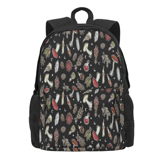 Witchy Pattern Dark Backpacks Men's Women's Zipper Close Backpack