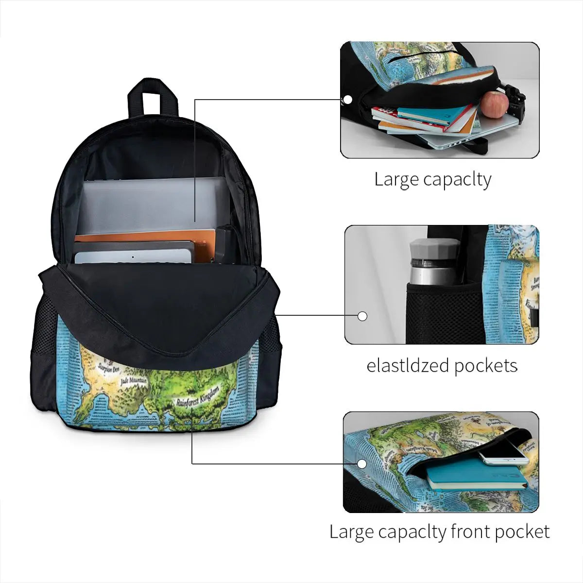 Wof Maps Backpacks Men's Backpacks Bags For Women