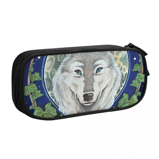 Wolf Pen Box Student School Anime Zipper Pen Bag Child Stationery Bag