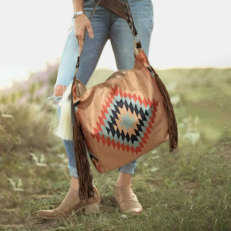 Bohemian Style Beach Shoulder Bag Quilted Crossbody
