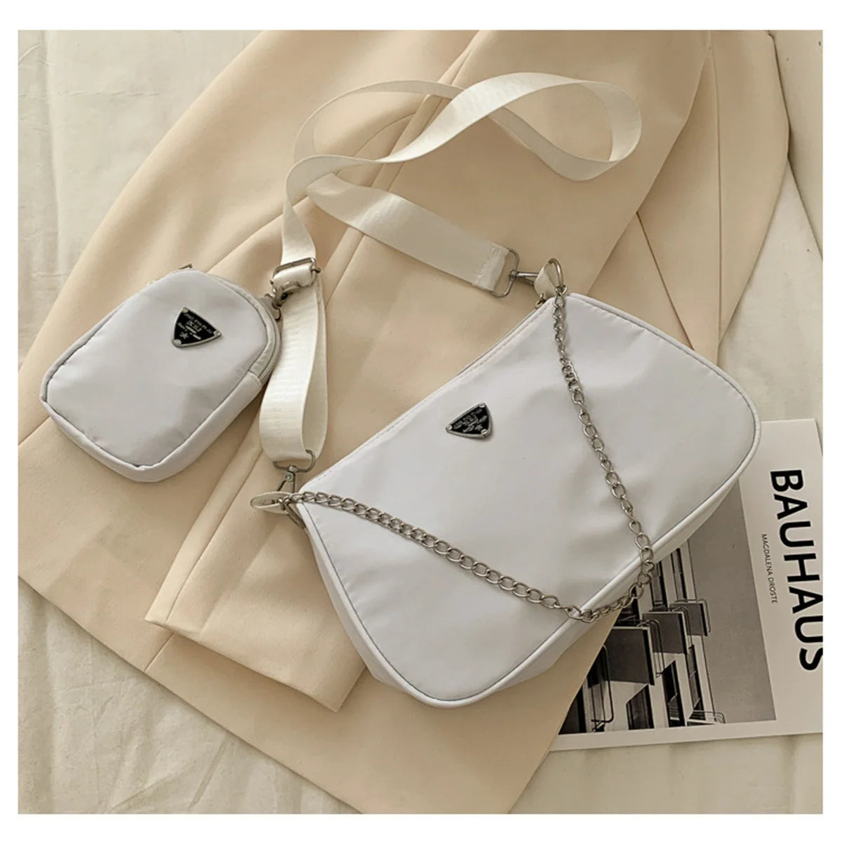 Solid Colors Metal Chain Small Wallets Shoulder Crossbody Bags