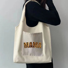 Woman Canvas Bag Shopper Portable Travel Large-capacity Storage