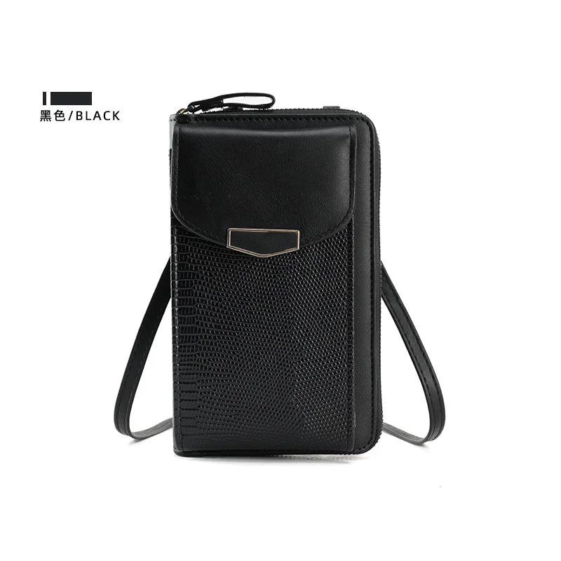 Snake Pattern Crossbody Bag Multi-function PU Small Bag Vertical