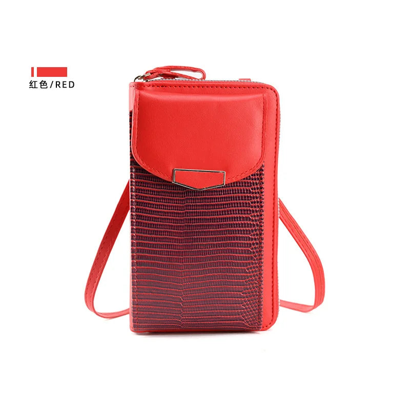 Snake Pattern Crossbody Bag Multi-function PU Small Bag Vertical