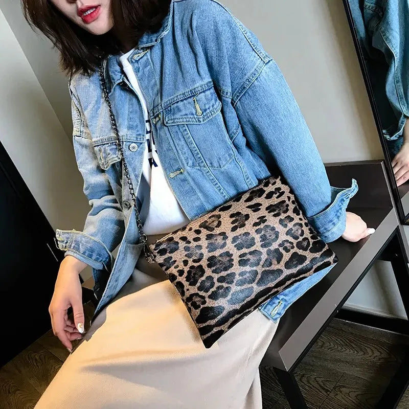 Leopard Evening Bag Wedding Party Shoulder Clutch Purse PT1100