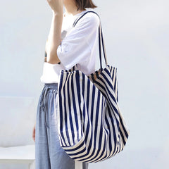 Woman Canvas Saddle Bag Shoulder Bags High Strip All-match