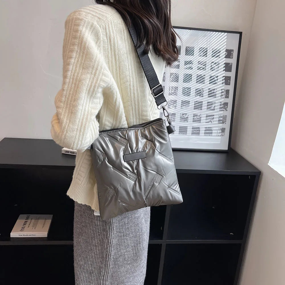 Quilted Cotton Padded Shoulder Bag - Winter Handbags