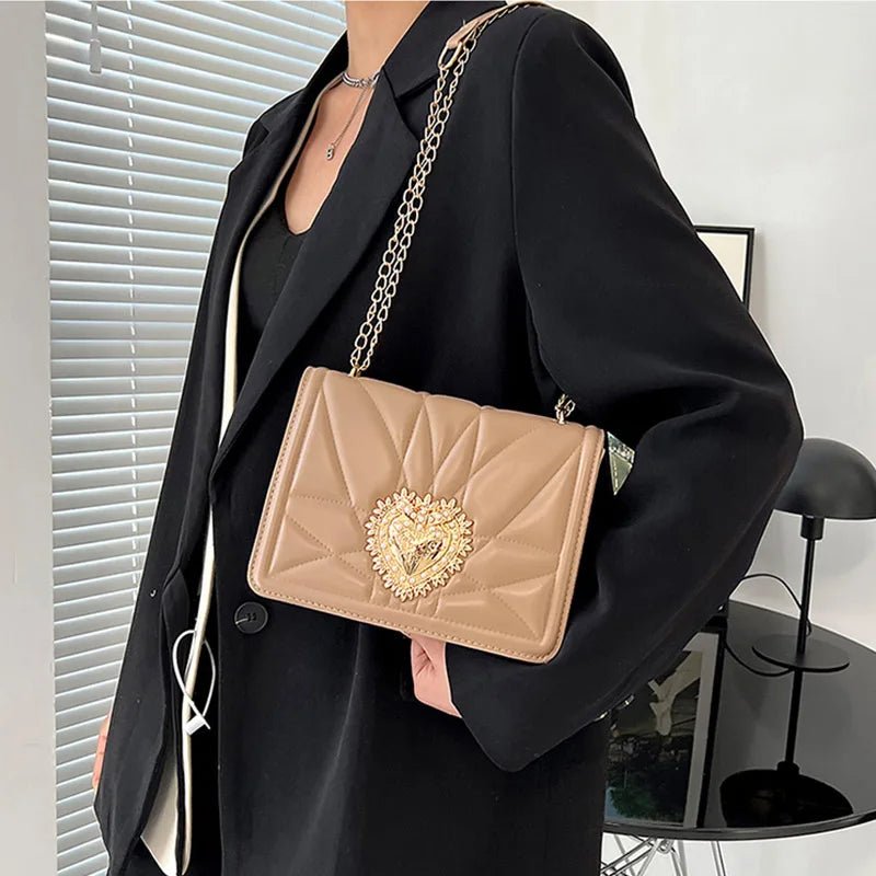 Small Square Chain Leather Handbag Messenger Bag