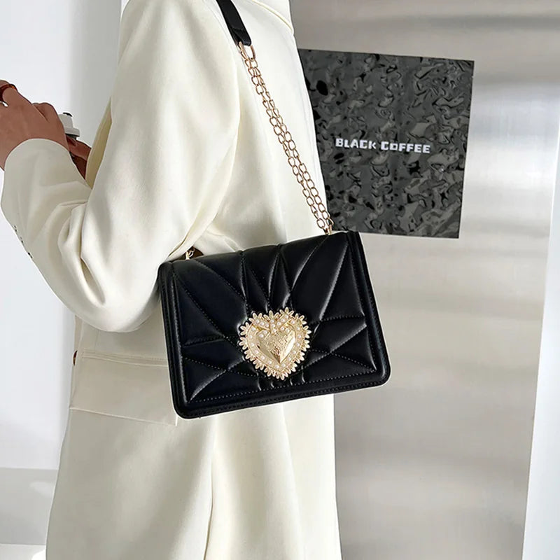 Small Square Chain Leather Handbag Messenger Bag