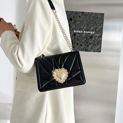 Small Square Chain Leather Handbag Messenger Bag