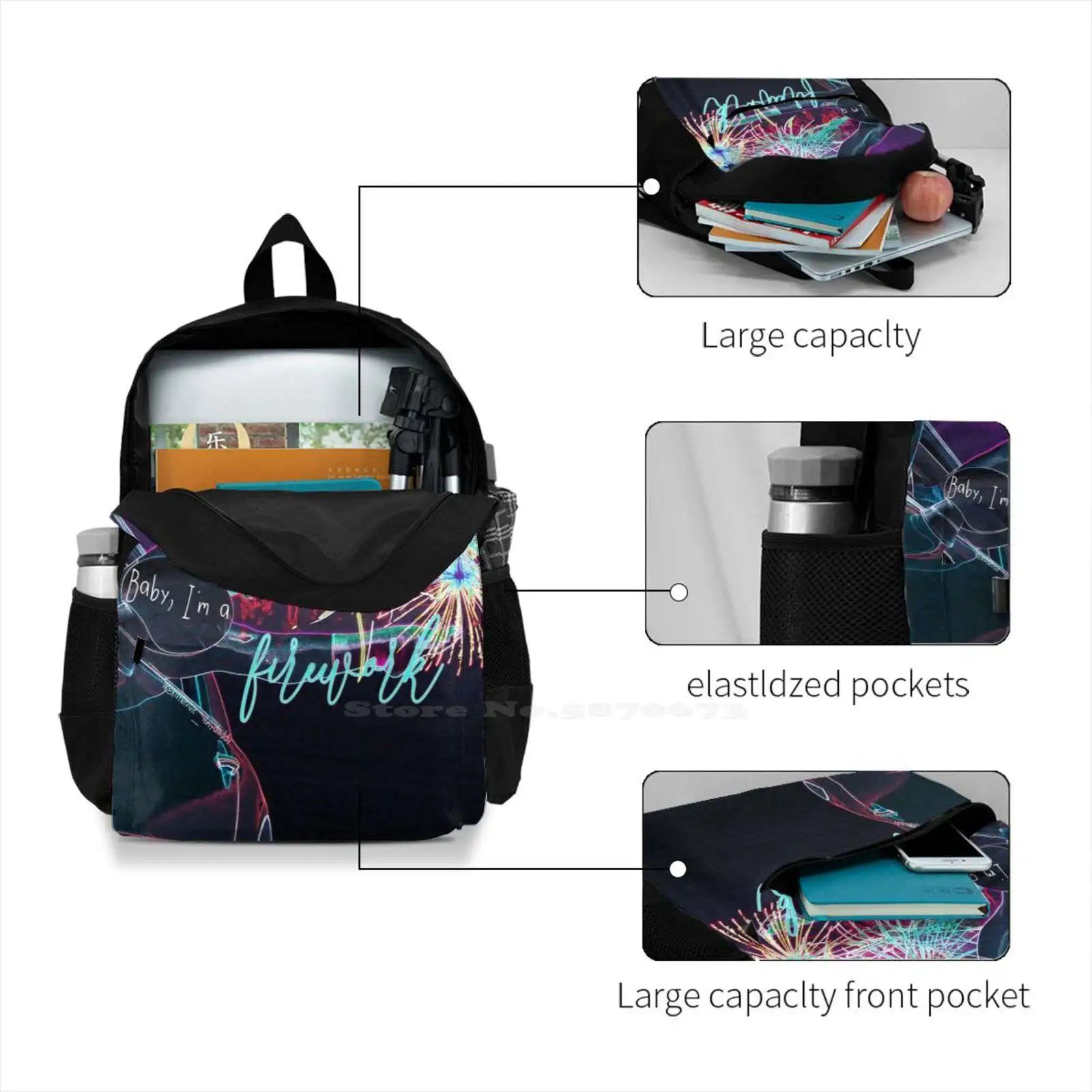 Firework Backpack for Women Girls Teens