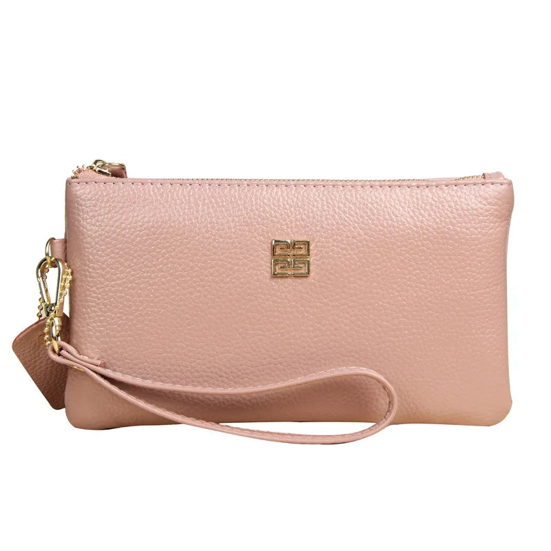 Woman Cow Leather Wallet Long Zipper Money Holder Real Leather Phone Clutch