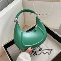 Vintage PU Leather Hobo Bag Chain Crossbody Clutch Purse