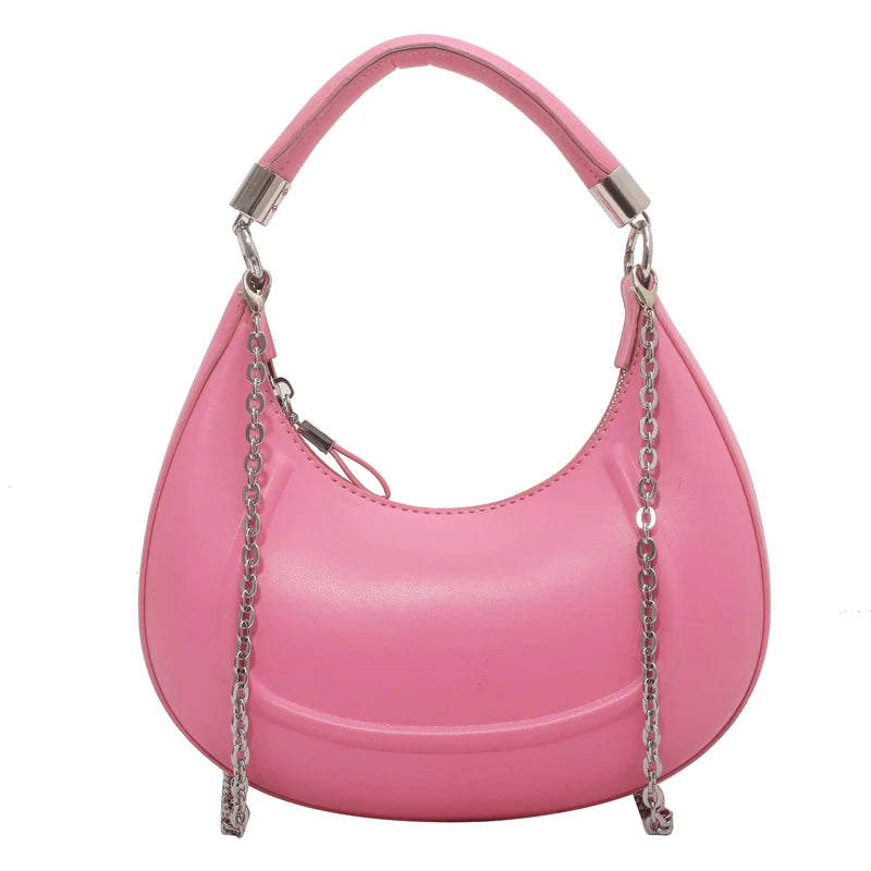 Vintage Leather Hobo Bag Small Shoulder Crossbody Chain Clutch Purse