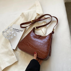 Crocodile Leather Hobo Bag Vintage Shoulder Crossbody Purse
