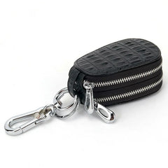 Cow Leather Double Layer Zipper Key Wallet