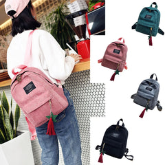 Mini Corduroy Campus Backpack for Women Work Bag