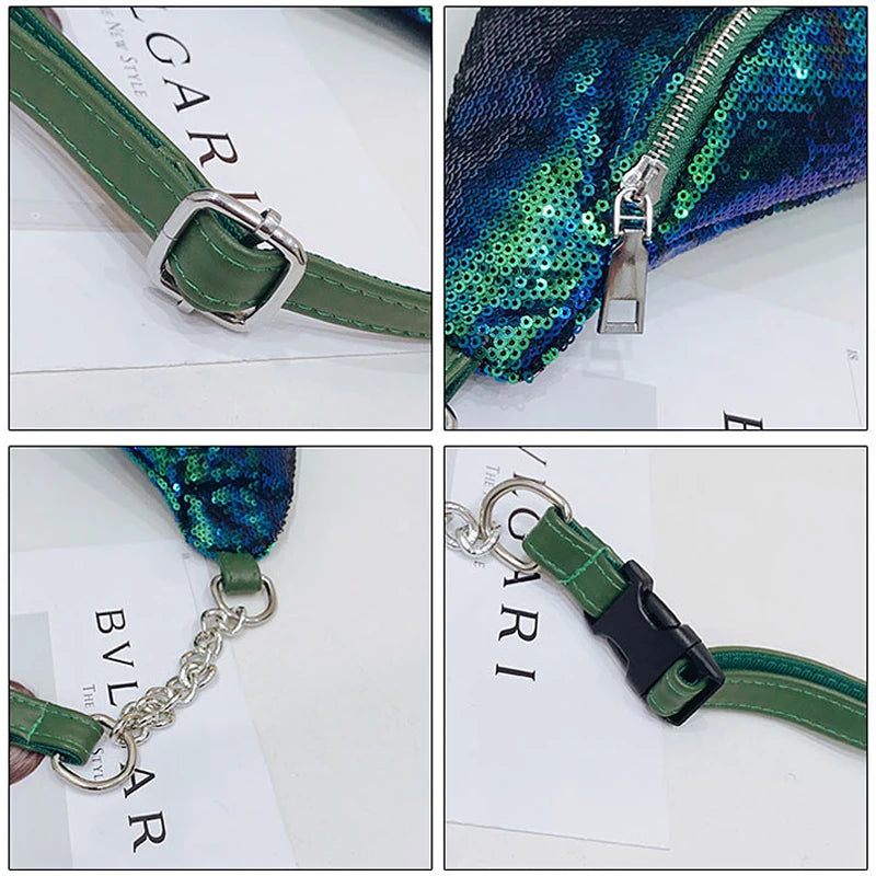 Sequins Waist Bag Laser Fanny Pack Plaid Shoulder Crossbody Chest Bum Bag