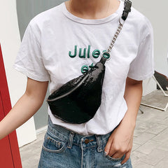Sequins Waist Bag Laser Fanny Pack Plaid Shoulder Crossbody Chest Bum Bag