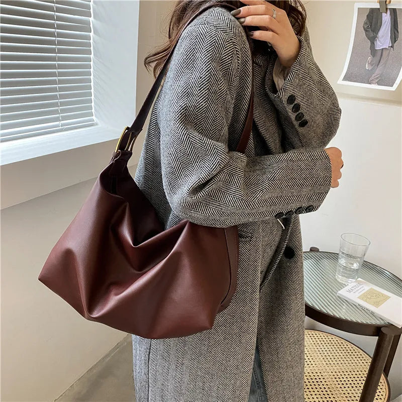 Casual Tote PU Leather Vintage Shoulder Bag for Women