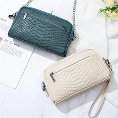 Crocodile Leather Shoulder Bag Crossbody Clutch Handbag for Women