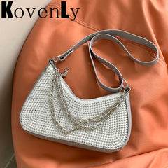 Rivet Shoulder Bag Vintage Small Crossbody Bag Metal Chain Accesori
