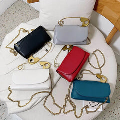 Personality Pin Handbag High PU Messenger Bag Chain Crossbody Bag