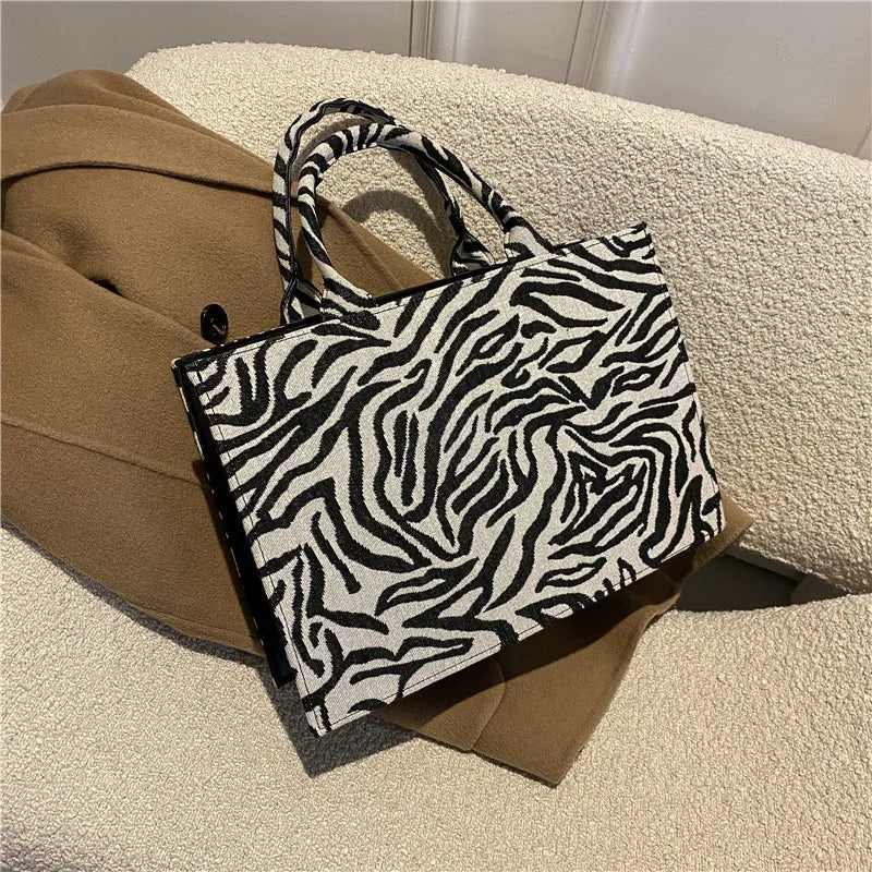 Striped PU Leather Tote Bag for Women