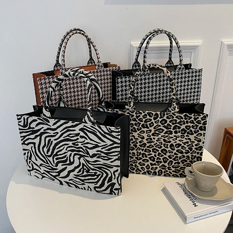 Striped PU Leather Tote Bag for Women