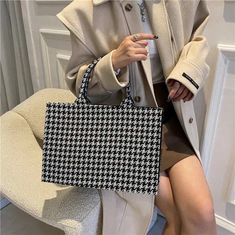 Striped PU Leather Tote Bag for Women