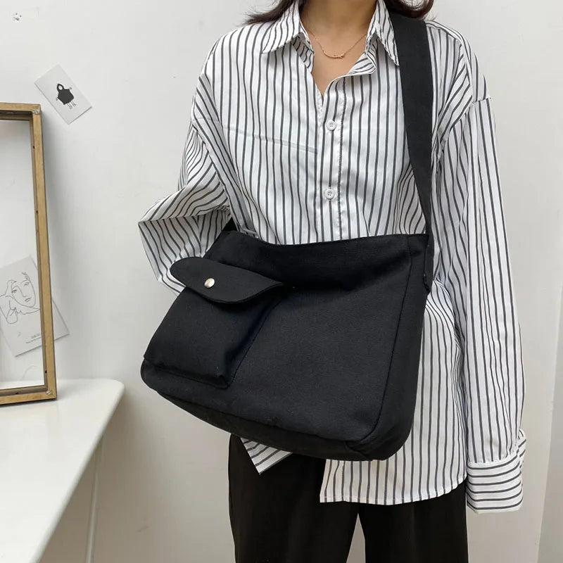 Canvas Tote Bag Crossbody Shoulder Handbag Schoolbag