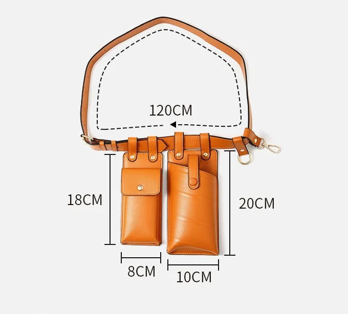 Women Leather Waist Bag Crossbody Chest Belt Phone Pouch