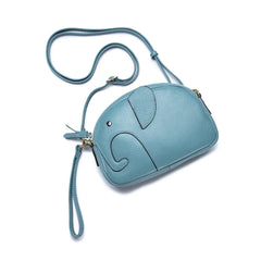 Women's Leather Messenger Bag Small Square Shoulder Bag Elephant Design