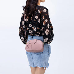 Women's Leather Messenger Bag Small Square Shoulder Bag Elephant Design